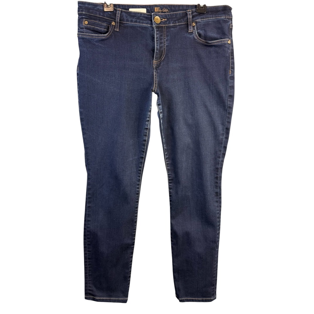 Kut from the Kloth Mia Toothpick Skinny Jeans Dark Wash Indigo Size 14